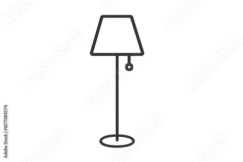 Floor lamp line icon. Simple minimalist vector graphic for web design, apps. Furniture, interior decor element. Modern home lighting equipment symbol. Light pictogram.