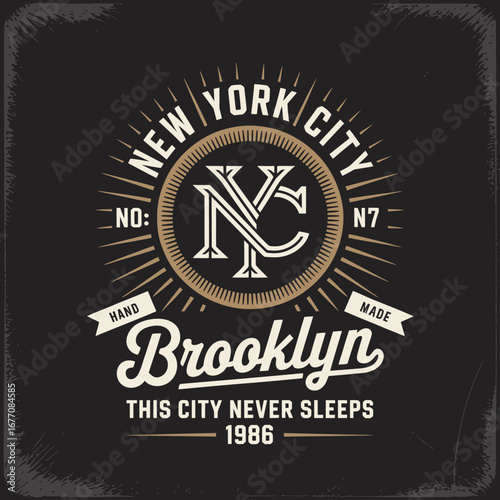 A bold graphic design encapsulating the dynamic essence of New York City and Brooklyn, blending modern artistic styles with a nod to the urban culture.