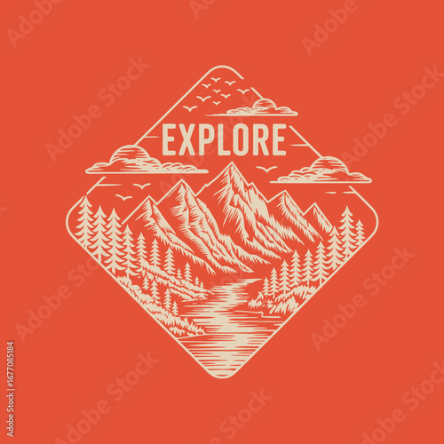 A serene depiction of towering mountains and a gently winding river, capturing the essence of our connection with the remarkable beauty of the great outdoors.