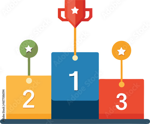 Set of 3 colorful podium icons vector