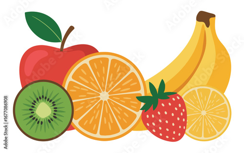 Vibrant fresh fruit collection illustration