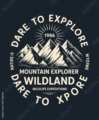 This image captures a dramatic mountain landscape with an adventurous spirit, promoting exploration in nature through wildlife expeditions since 1986. It inspires wanderlust.