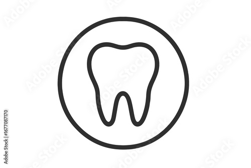Tooth icon. Dental care line art symbol. Dentistry, stomatology, clinic logo concept. Oral hygiene and health. Minimalist vector illustration for web design, app, banner.