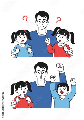 Confused parent navigates children's emotional rollercoaster and unexpected joy