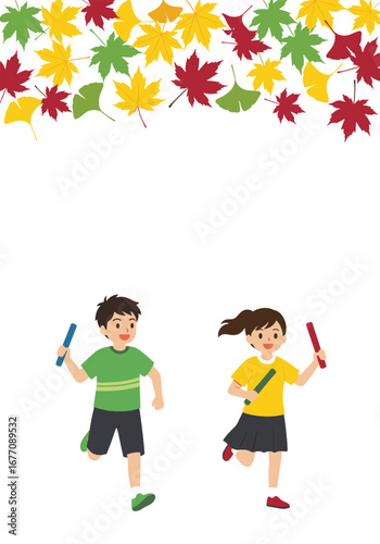 Children participating in a fun autumn relay race event