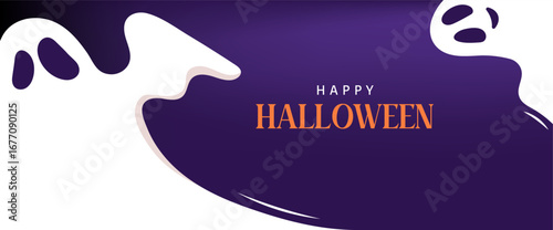 halloween background, banner. Happy Halloween illustration with ghosts