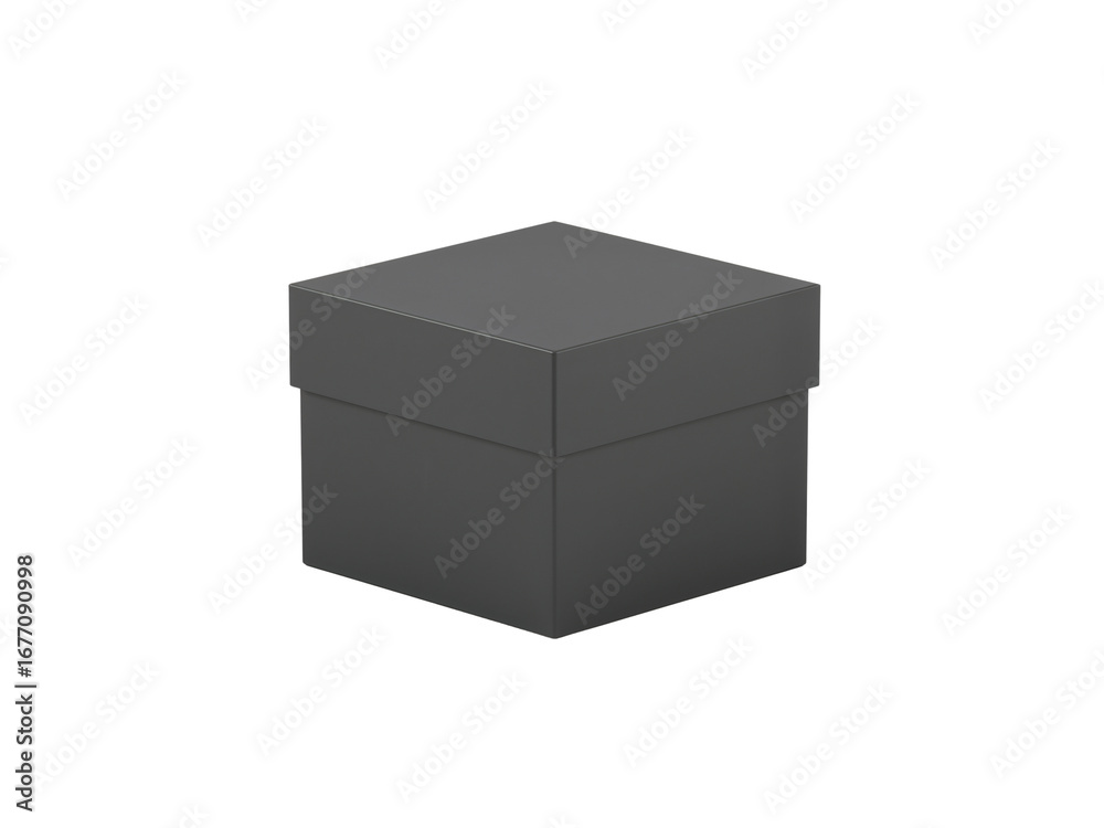 Fototapeta premium Presentation of elegant dark gray box for exclusive gift, isolated on transparent background,