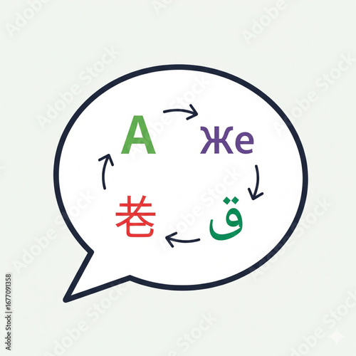 Global Translation and Language: Flat Vector Icon of Multilingual Communication