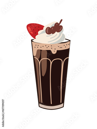 vector illustration hot coffee with whipped cream