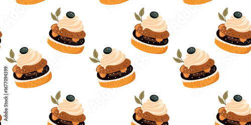 vector illustration seamless pattern of pastries