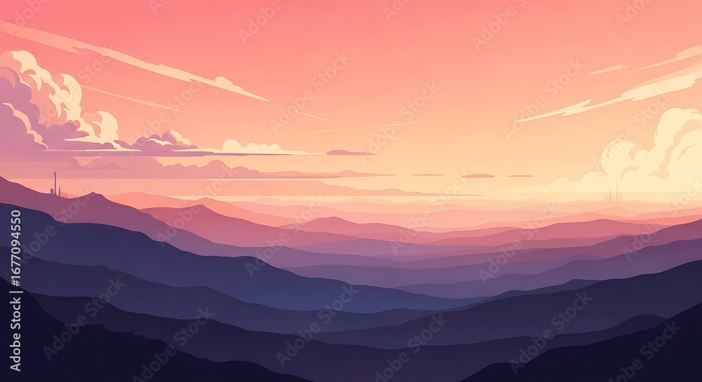 Obraz premium Sunset Mountain Landscape.