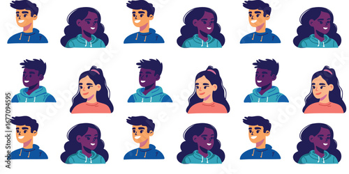 vector illustration repeating pattern of portraits