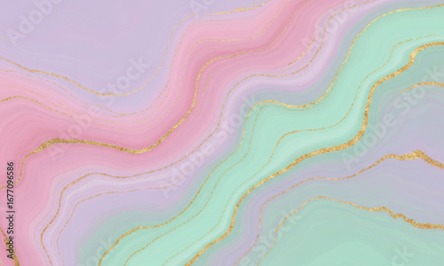 Gold Infused Pastel Swirls on Soft Background