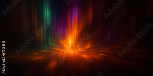 Abstract colorful light background with glowing fiery lights and bright energy effects