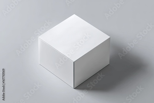 Blank white cube box on gray background