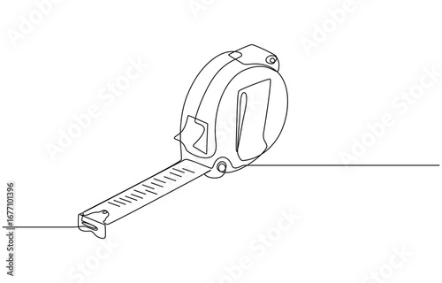 Tape measure in continuous line drawing, Line Art Tape Measure,
