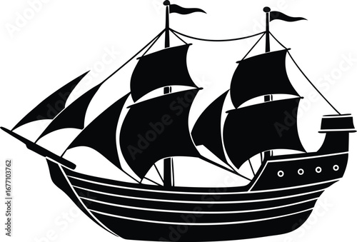 pirate ship silhouette vector