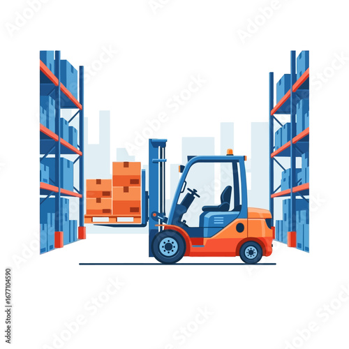 Warehouse Operations Forklift Loading Cargo Boxes for Efficient Logistics and Storage