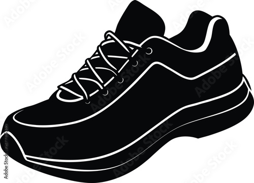 Vector illustration of a black running shoe