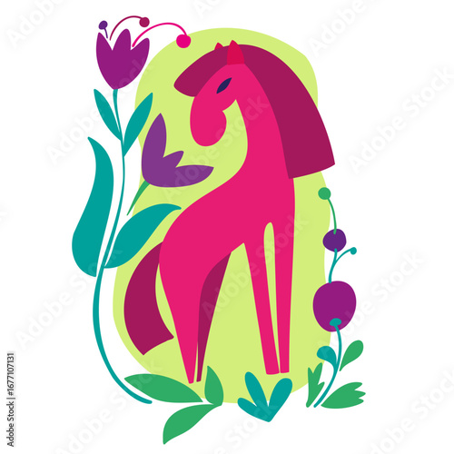Celebrate the Year of the Horse with this elegant and vibrant illustration. Featuring a stylized red horse, this design captures the essence of the Spring Festival. Perfect for symbolizing luck