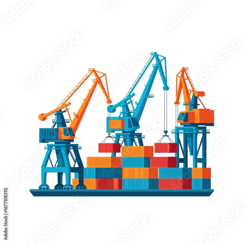 Modern shipping port with cargo cranes loading containers onto a ship, symbolizing global logistics and international trade operations