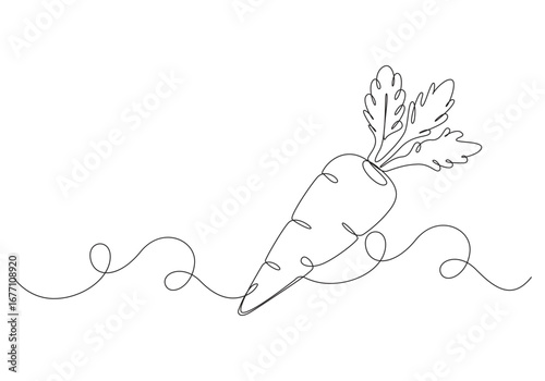 Continuous one line art drawing carrot