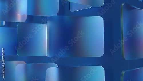Abstract Blue Glass Panels Modern Tech Design