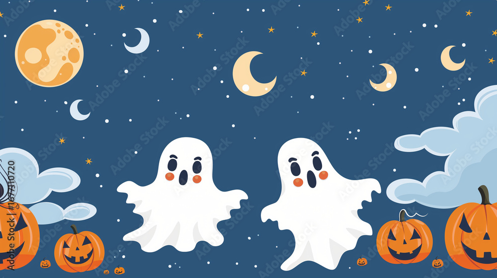 Fototapeta premium A festive Halloween banner or party invitation set against a spooky and fun background.