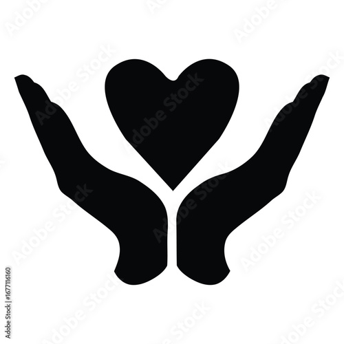 Hands Holding Heart Care Icon, hands holding heart.