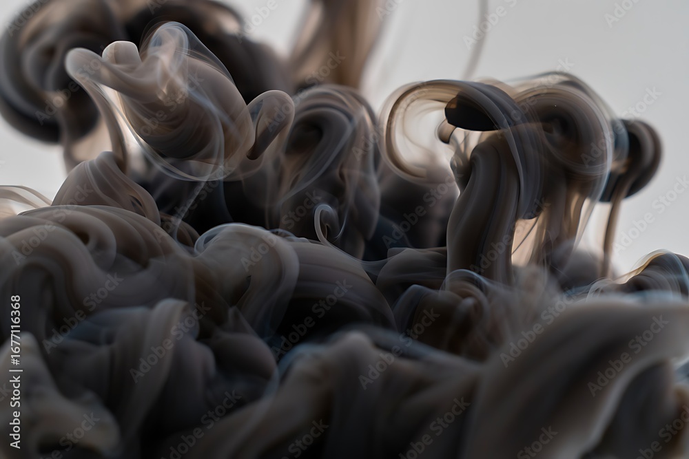 Obraz premium Moody Dark Ink Swirl Abstract Fluid Art Movement