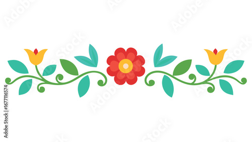 vector flat floral seamless border clean