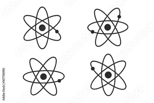 Isolated Atom Orbit Collection Thin Line Icons Editable Stroke Vector Cartoon Illustration for Websites, Books, Cards, Apps with Transparent Background Science Technology Design