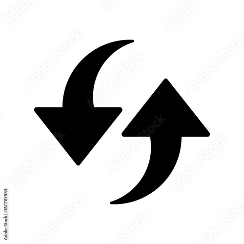 Double arrow refresh black solid icon. 
