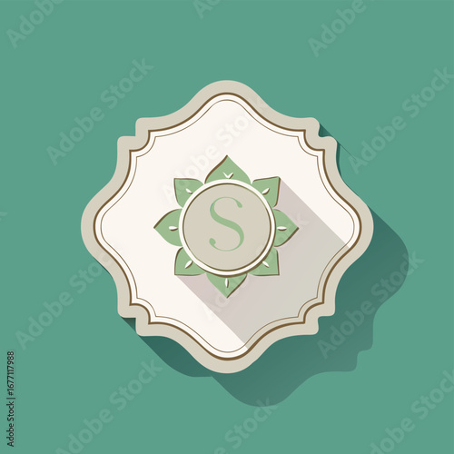 Elegant Floral Monogram Design  A Luxurious 'S' Initial with Green Leaves and Vintage Frame - 