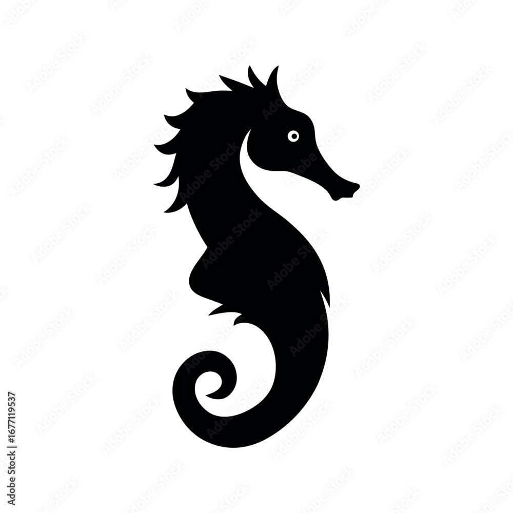 Fototapeta premium Seahorses Silhouette Vector Logo Icon White Background