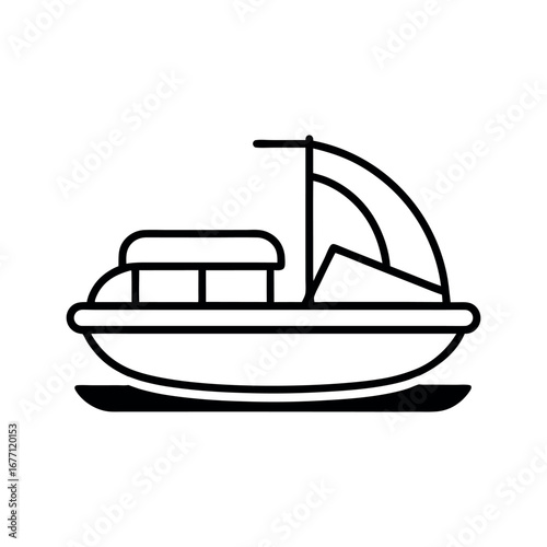 Pedal Boat Outline Vector Drawing Isolated on White