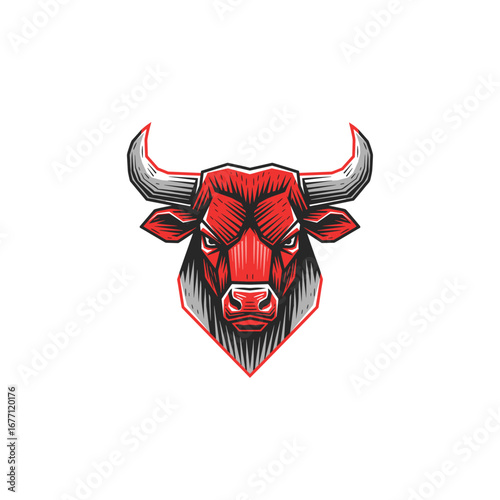 Angry bull icon logo flat vector design