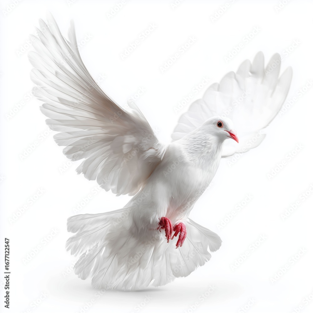 Obraz premium Majestic White Dove in Flight: A Symbol of Peace and Freedom , isolated on white background png