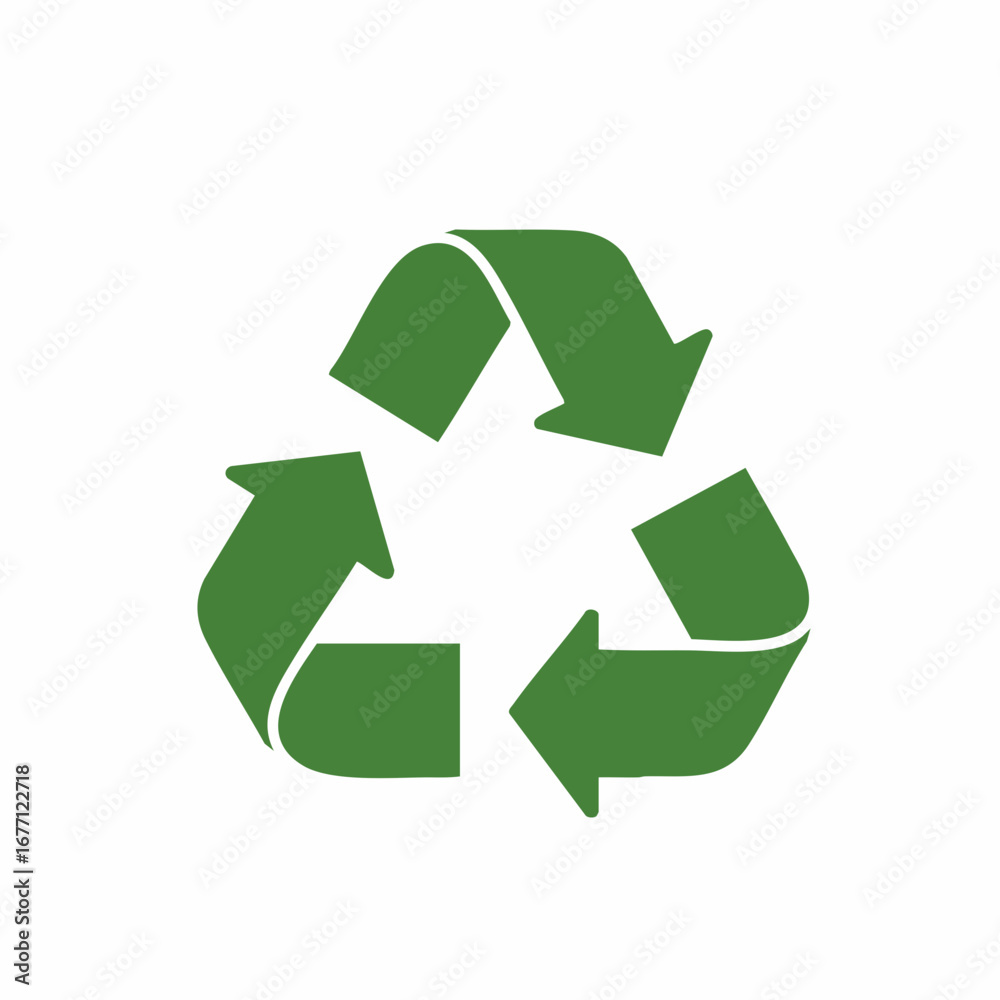 Obraz premium Simple flat vector illustration of the universal green recycling symbol for environmental protection and sustainable living concepts