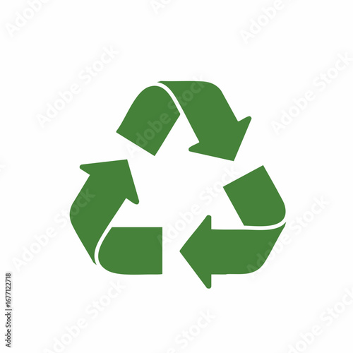 Simple flat vector illustration of the universal green recycling symbol for environmental protection and sustainable living concepts
