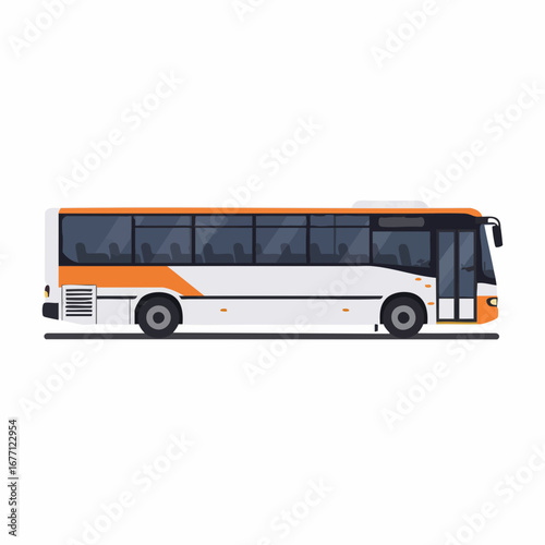 Modern city bus or intercity coach for public transportation, shown in a side view profile. Vector illustration isolated on a white background