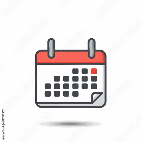 Simple flat calendar icon for setting dates and planning a schedule, representing the concept of strategic organization and important deadlines