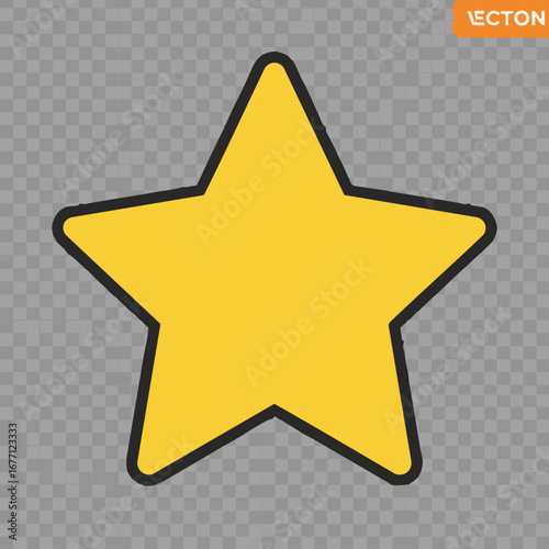 Yellow star icon representing a favorite or rating symbol. A simple graphic concept for quality, success, and achievement