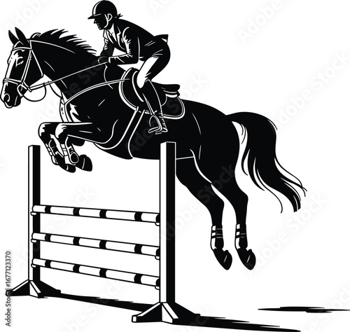 Black silhouette of a majestic king riding a horse with a crown and scepter, medieval royalty, powerful and noble figure.