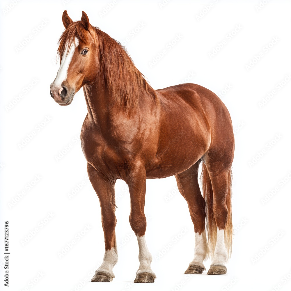 Obraz premium Majestic Red Horse Portrait , isolated on white background png