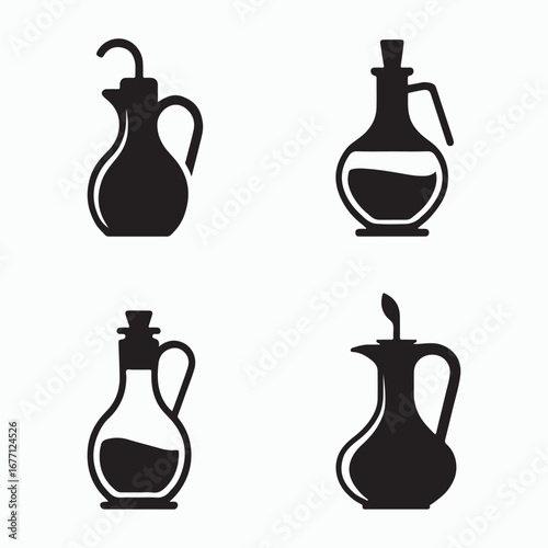 Olive oil dispenser cooking equipment solid icons