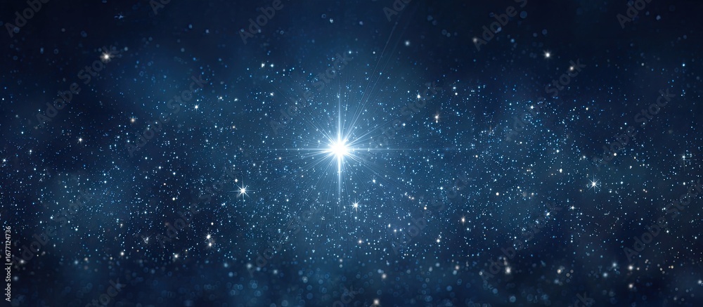 Naklejka premium Deep space night sky with a brilliant central star