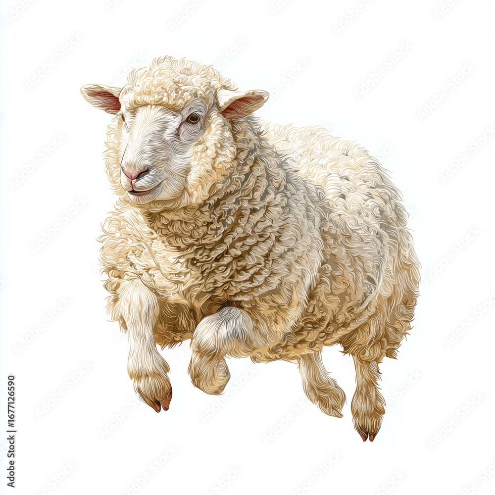 Obraz premium Majestic Sheep Illustration , isolated on white background png