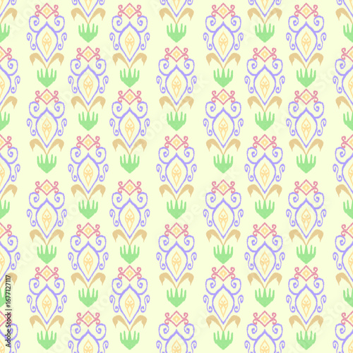 seamless pattern inspired by Dayak. design is often used in textiles for fashion or cloth.