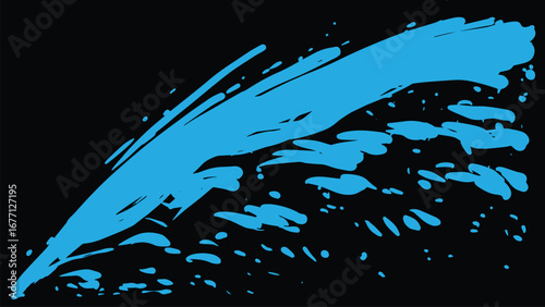 Abstract vector illustration of bold blue sweeping paint strokes on a black background, creating a dynamic and expressive artistic texture.